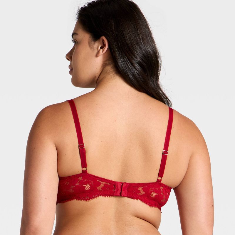 slide 5 of 5, Women's Lace Unlined Straight Neck Balconette Bra - Auden™ Red 38C, 1 ct