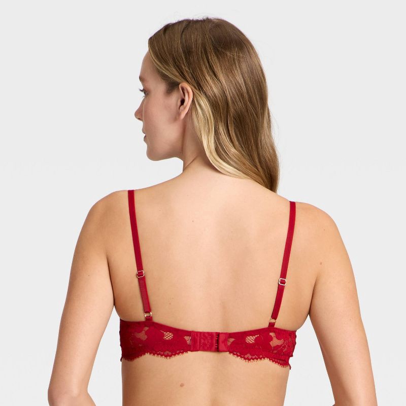 slide 2 of 5, Women's Lace Unlined Straight Neck Balconette Bra - Auden™ Red 38D, 1 ct