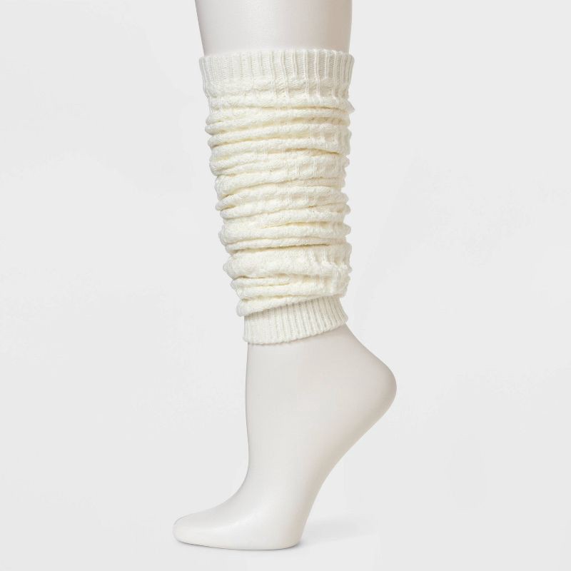 slide 2 of 4, Women's Textured Super Soft Legwarmer Boot Socks - Auden™ Ivory 4-10, 1 ct