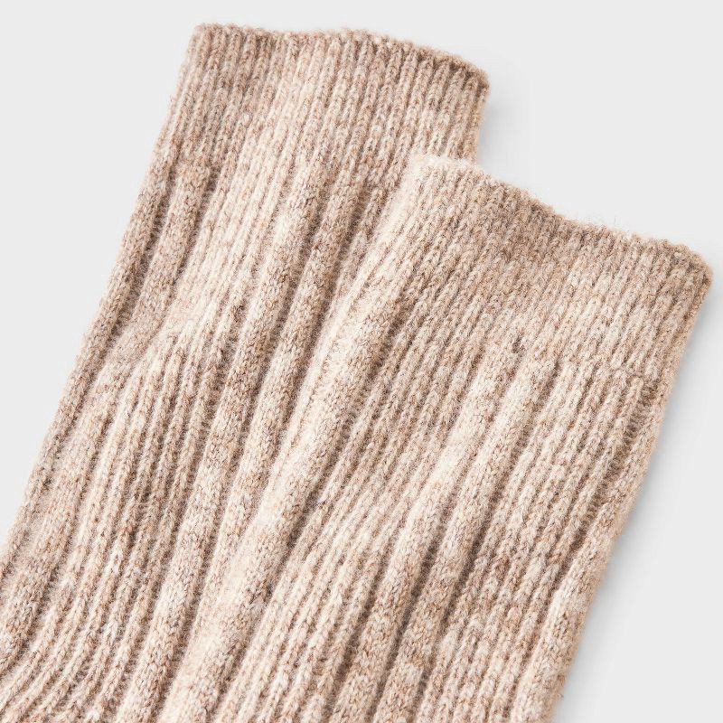 slide 3 of 3, Women's Textured Ribbed Super Soft Crew Boot Socks - Auden™ Tan Heather 4-10, 1 ct