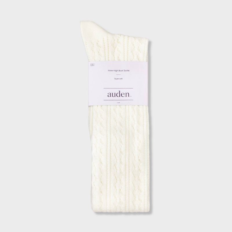 slide 2 of 3, Women's Pointelle Super Soft Knee High Boot Socks - Auden™ Ivory 4-10, 1 ct
