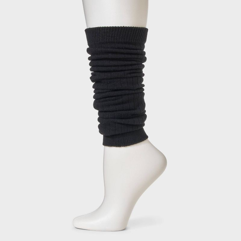 slide 2 of 4, Women's Ribbed Super Soft Legwarmer Boot Socks - Auden™ Heather Black 4-10, 1 ct