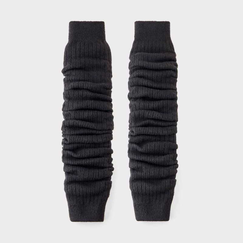 slide 1 of 4, Women's Ribbed Super Soft Legwarmer Boot Socks - Auden™ Heather Black 4-10, 1 ct