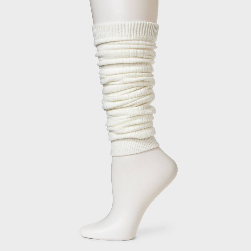 slide 2 of 4, Women's Ribbed Super Soft Legwarmer Boot Socks - Auden™ Heather Ivory 4-10, 1 ct