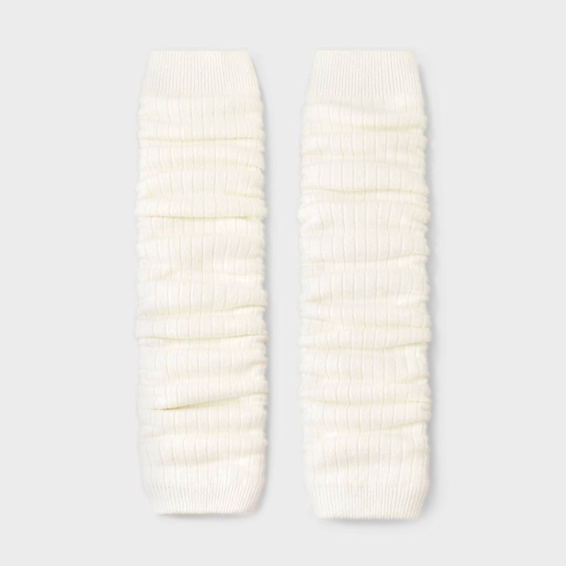 slide 1 of 4, Women's Ribbed Super Soft Legwarmer Boot Socks - Auden™ Heather Ivory 4-10, 1 ct
