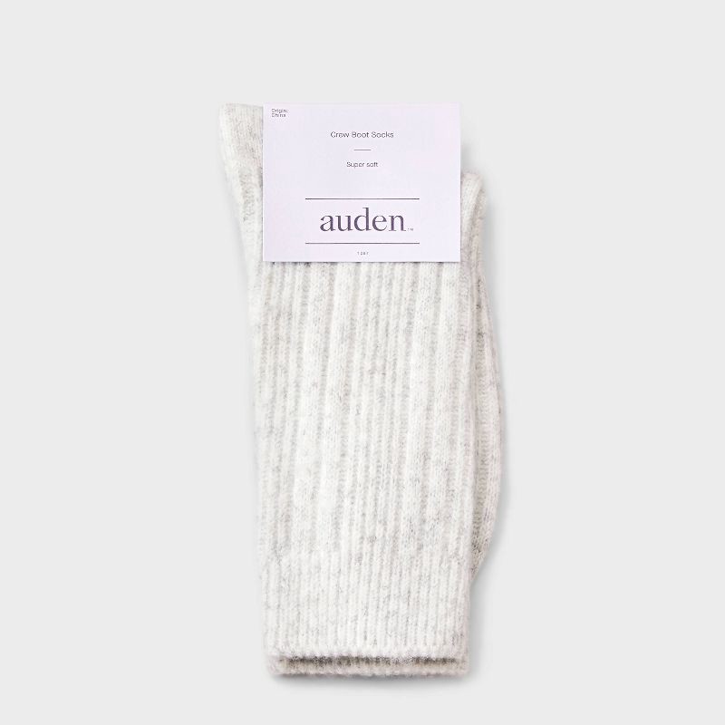 slide 2 of 3, Women's Textured Ribbed Super Soft Crew Boot Socks - Auden™ Ivory Heather 4-10, 1 ct