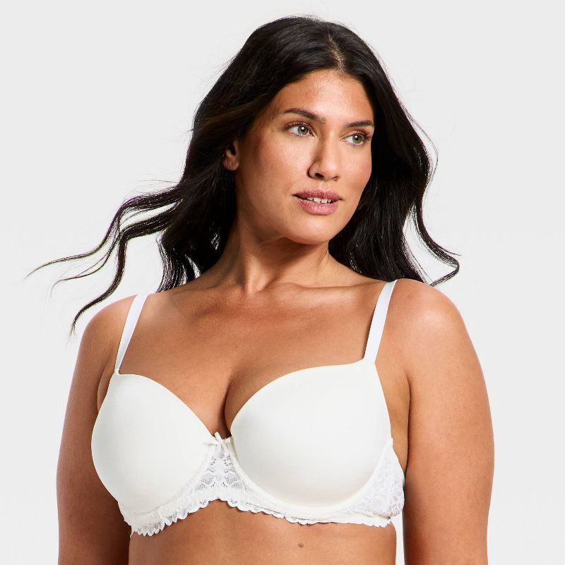 slide 4 of 5, Women's Lace Push-Up Demi Bra - Auden™ White 36DD, 1 ct