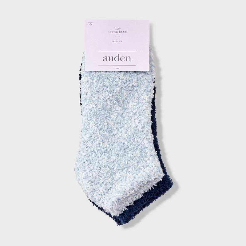slide 2 of 3, Women's Marled 2pk Cozy Low Cut Socks - Auden™ Blue One Size, 2 ct