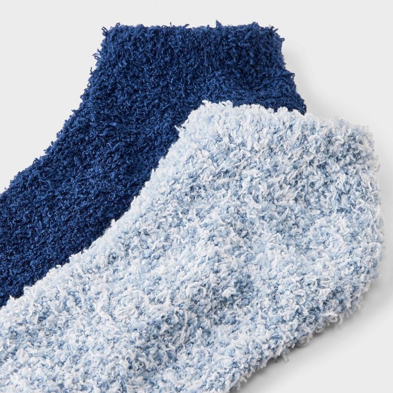 slide 3 of 3, Women's Marled 2pk Cozy Low Cut Socks - Auden™ Blue One Size, 2 ct