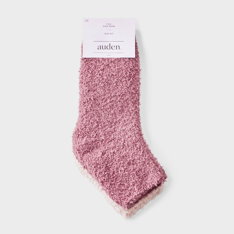 slide 2 of 3, Women's Marled 2pk Cozy Ankle Socks - Auden™ Pink/Peach One Size, 2 ct
