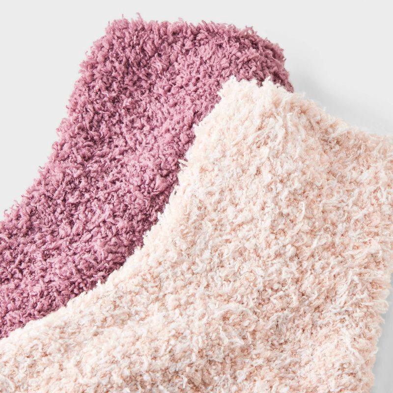 slide 3 of 3, Women's Marled 2pk Cozy Ankle Socks - Auden™ Pink/Peach One Size, 2 ct