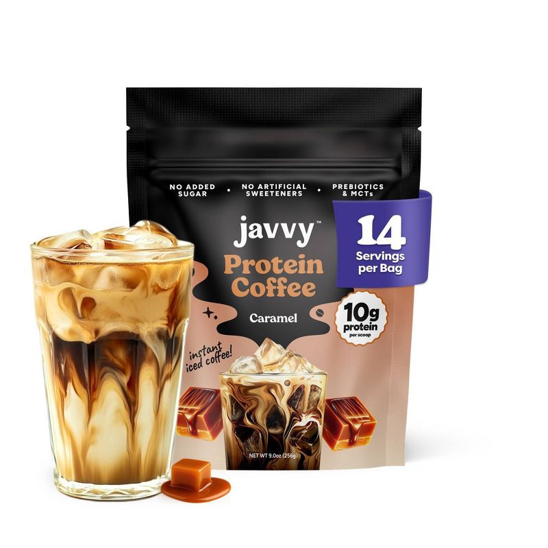 slide 6 of 6, Javvy Caramel Protein Instant Coffee - 9oz, 9 oz