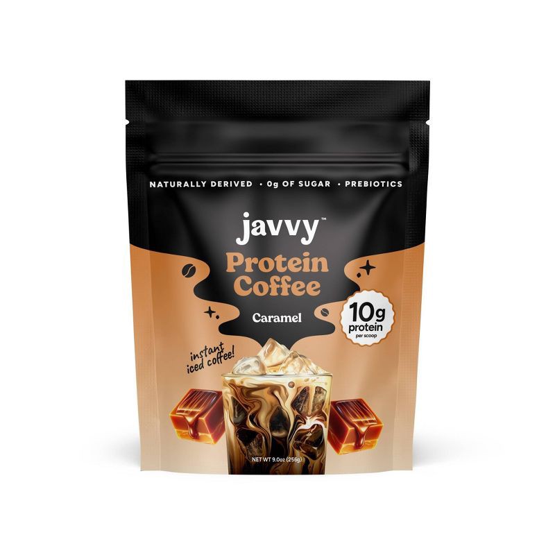 slide 1 of 6, Javvy Caramel Protein Instant Coffee - 9oz, 9 oz
