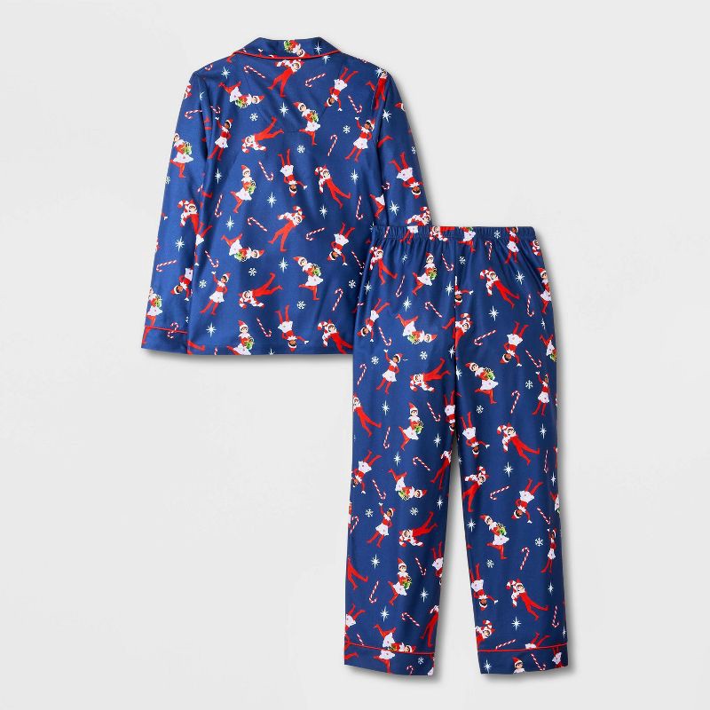 slide 2 of 4, Boys' 2pc Elf on the Shelf Christmas Coat Pajama Set - Blue S, 2 ct