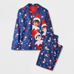 Boys' 2pc Elf on the Shelf Christmas Coat Pajama Set - Blue S