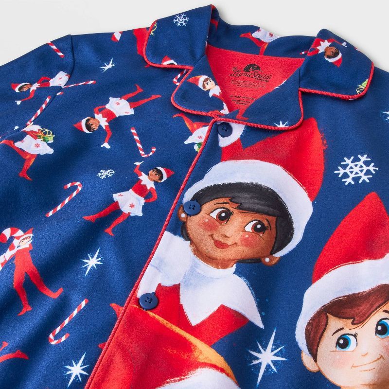 slide 3 of 4, Boys' 2pc Elf on the Shelf Christmas Coat Pajama Set - Blue L, 2 ct