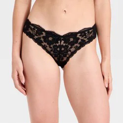 Women's Lace V-Waist Bikini Underwear - Auden™ Black S