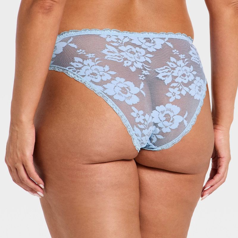 slide 5 of 5, Women's Lace V-Waist Bikini Underwear - Auden™ Light Blue XL, 1 ct