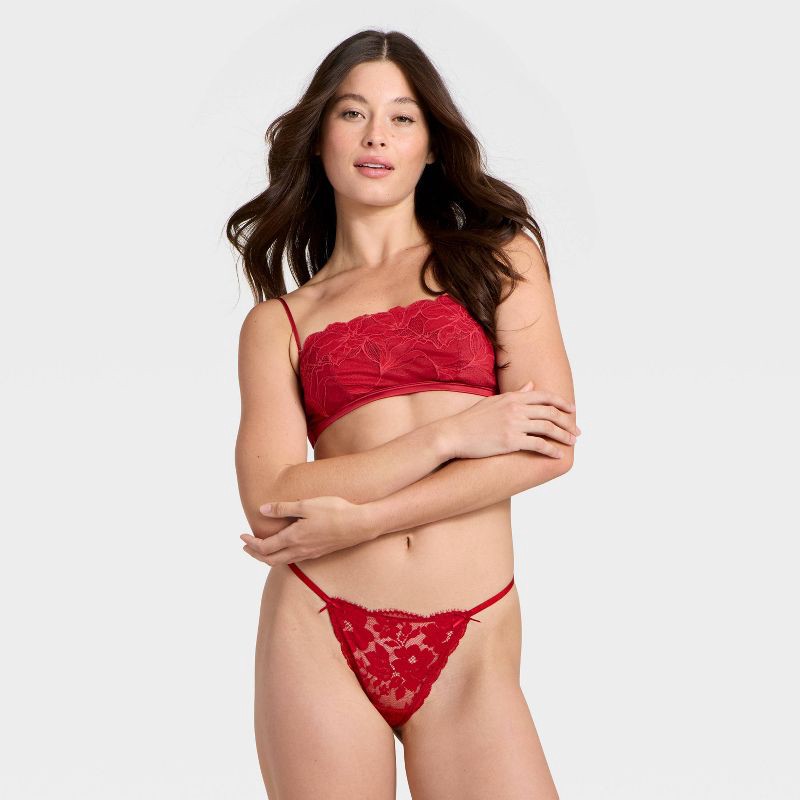 slide 3 of 5, Women's Lace String Thong Underwear - Auden™ Red XS, 1 ct