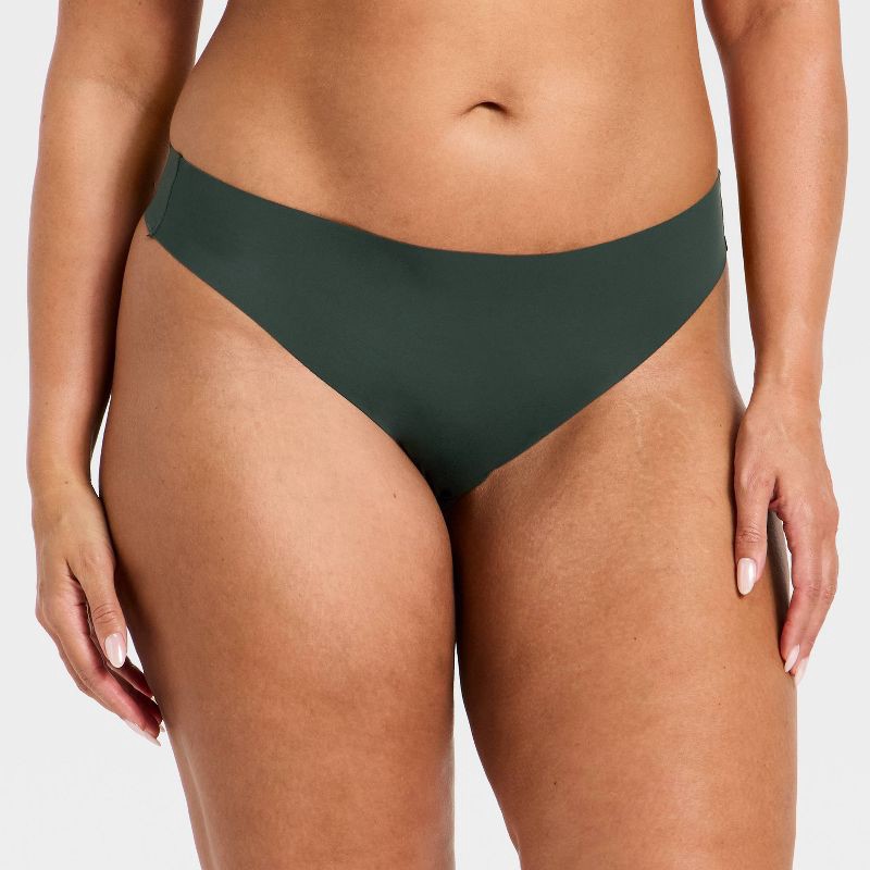 slide 4 of 5, Women's Invisible Edge Thong Underwear - Auden™ Green S, 1 ct