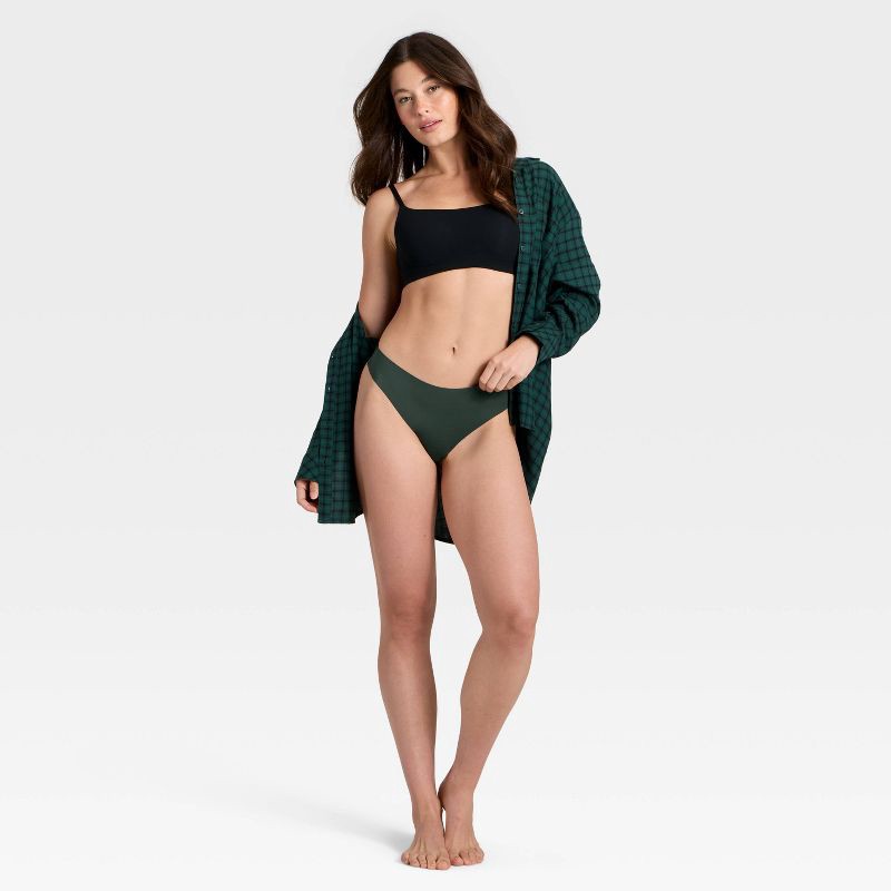 slide 3 of 5, Women's Invisible Edge Thong Underwear - Auden™ Green L, 1 ct