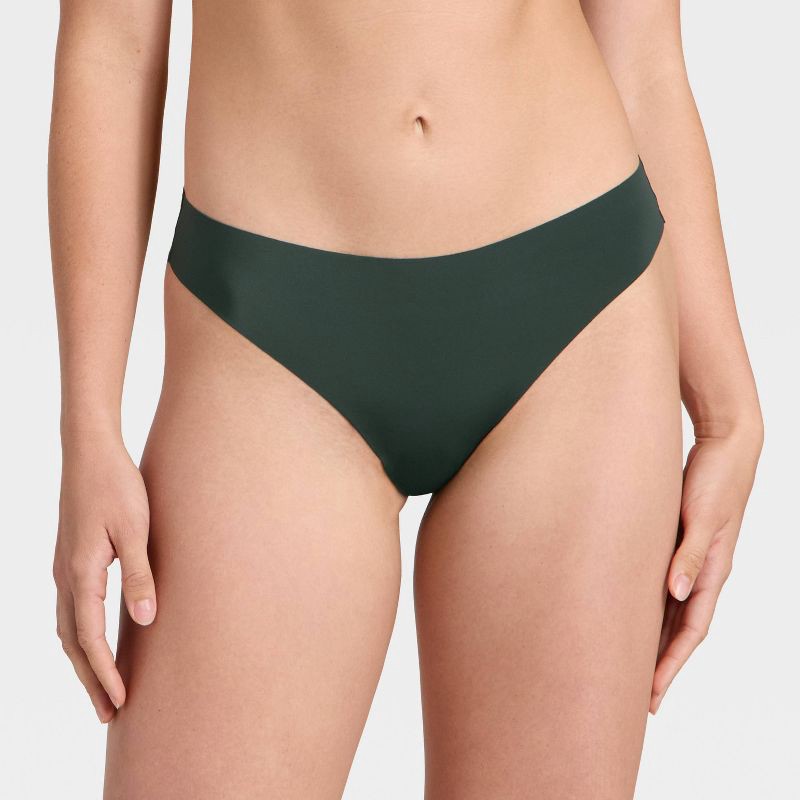 slide 1 of 5, Women's Invisible Edge Thong Underwear - Auden™ Green L, 1 ct