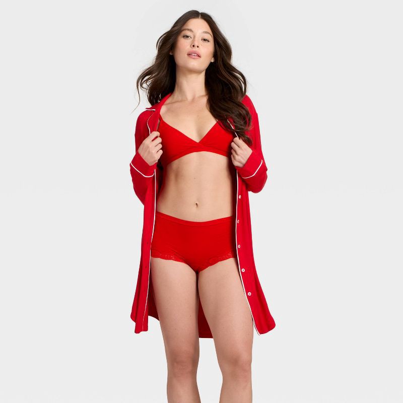 slide 3 of 5, Women's Luxe Stretch Boy Shorts - Auden™ Red M, 1 ct