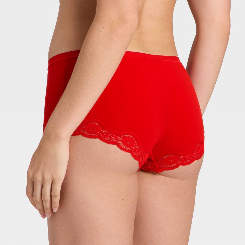 slide 2 of 5, Women's Luxe Stretch Boy Shorts - Auden™ Red L, 1 ct