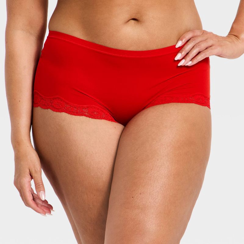 slide 4 of 5, Women's Luxe Stretch Boy Shorts - Auden™ Red L, 1 ct