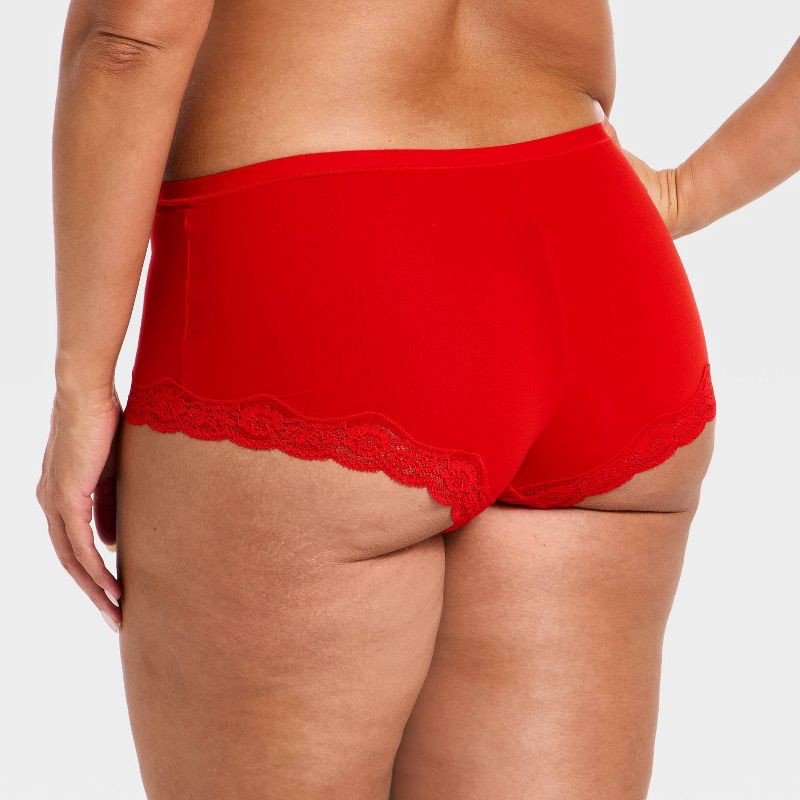 slide 5 of 5, Women's Luxe Stretch Boy Shorts - Auden™ Red XL, 1 ct