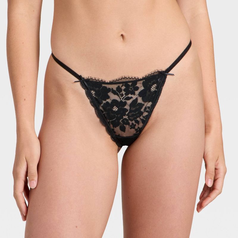 slide 1 of 5, Women's Lace String Thong Underwear - Auden™ Black XS, 1 ct