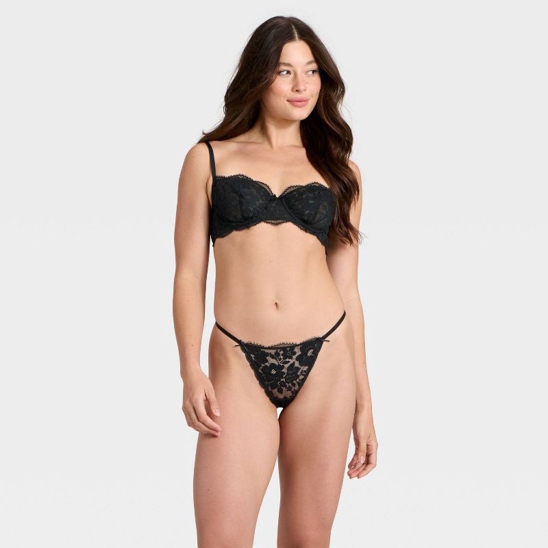 slide 3 of 5, Women's Lace String Thong Underwear - Auden™ Black XL, 1 ct