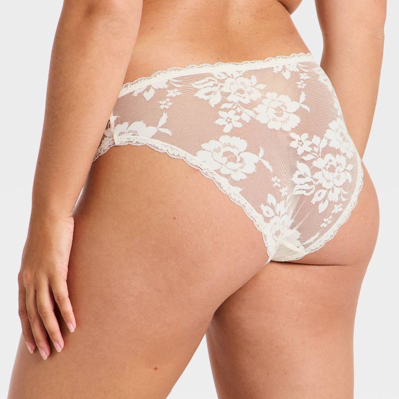 slide 5 of 5, Women's Lace V-Waist Bikini Underwear - Auden™ White XL, 1 ct