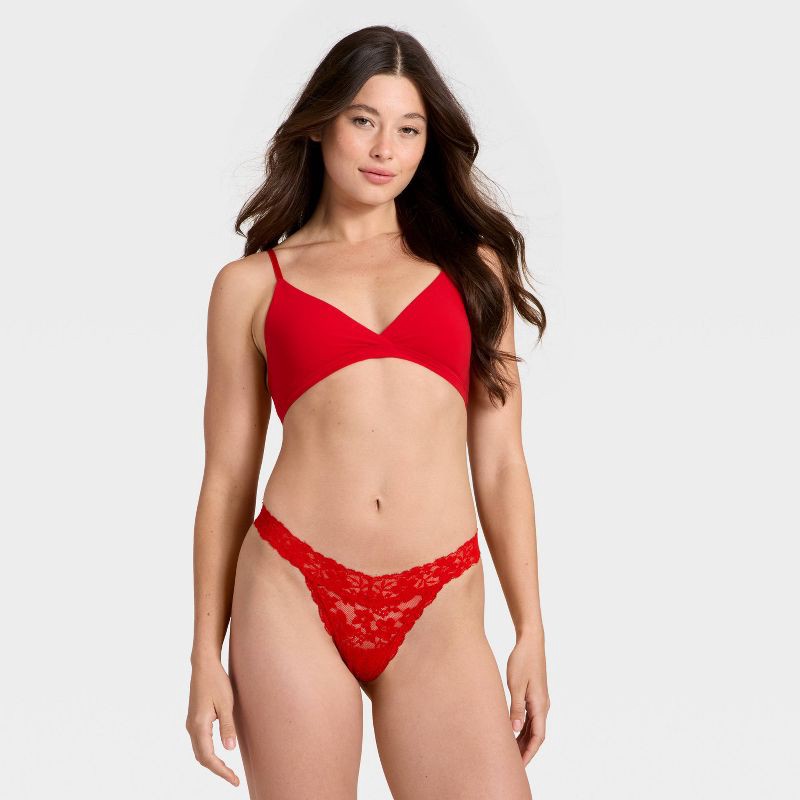 slide 3 of 5, Women's All Over Lace Thong Underwear - Auden™ Red L, 1 ct