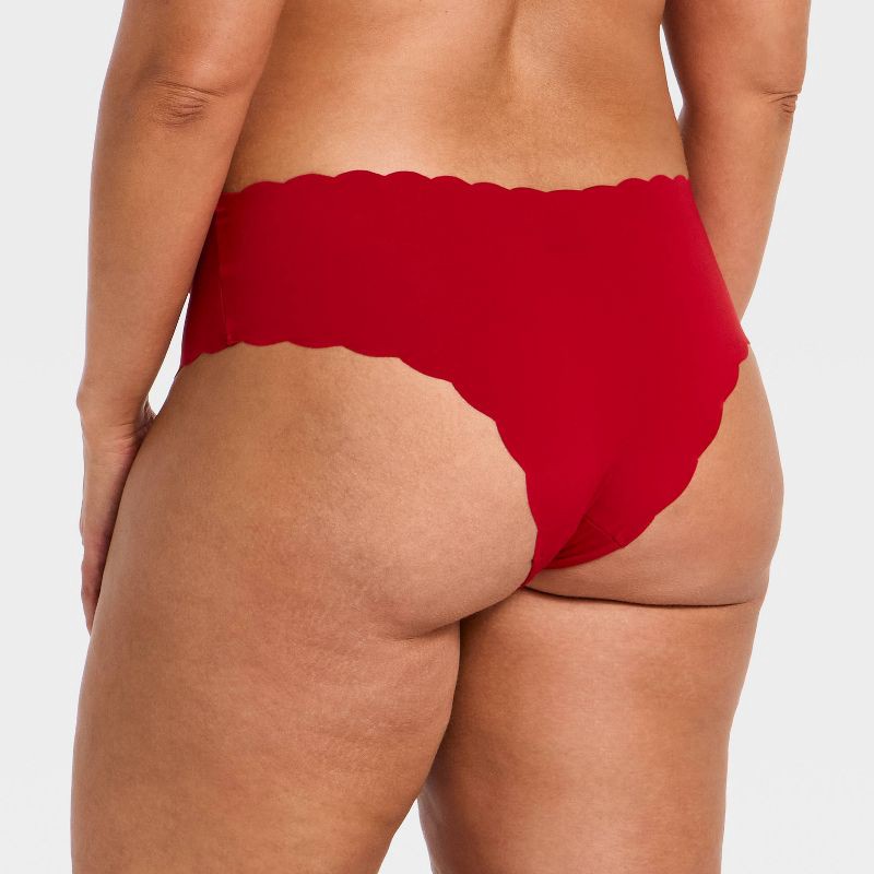 slide 5 of 5, Women's Scallop Cut Cheeky Underwear - Auden™ Red M, 1 ct