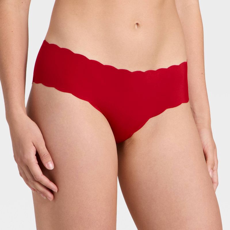 slide 1 of 5, Women's Scallop Cut Cheeky Underwear - Auden™ Red L, 1 ct