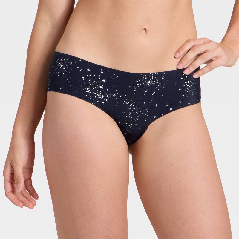 slide 1 of 5, Women's Invisible Edge Cheeky Underwear - Auden™ Blue Star Print XS, 1 ct