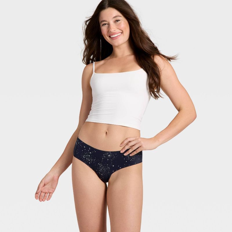 slide 3 of 5, Women's Invisible Edge Cheeky Underwear - Auden™ Blue Star Print XL, 1 ct