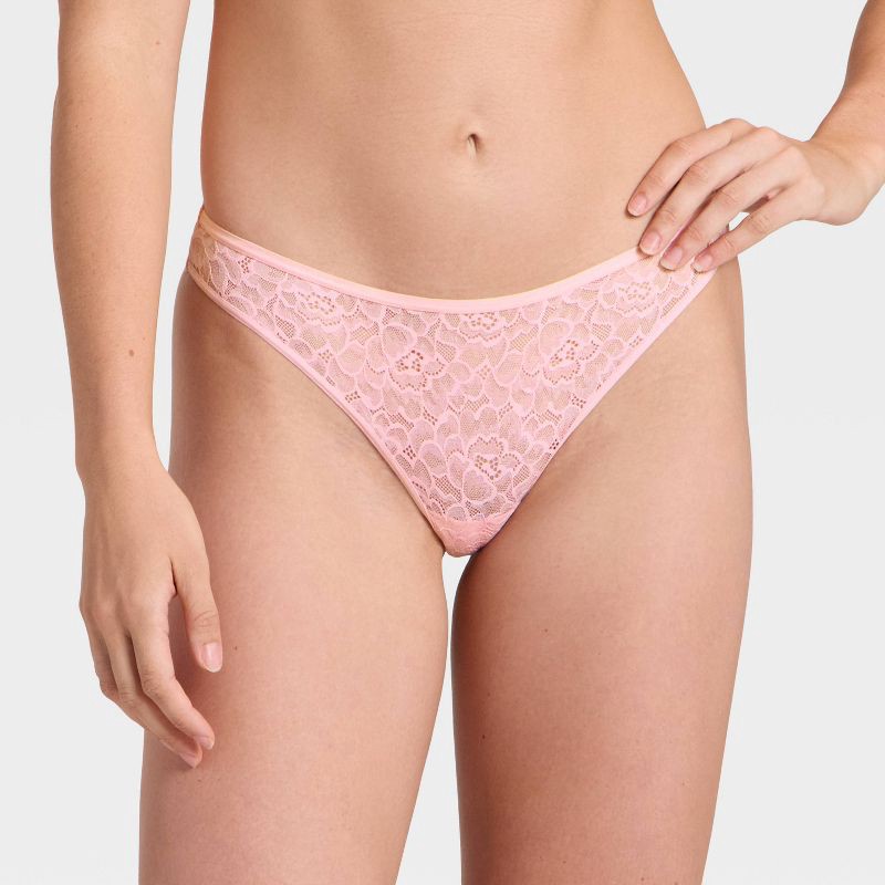 slide 1 of 5, Women's Rose Lace Cheeky Underwear - Auden™ Light Pink XS, 1 ct