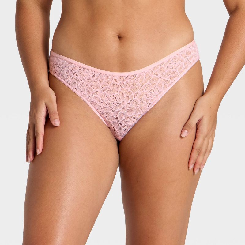slide 4 of 5, Women's Rose Lace Cheeky Underwear - Auden™ Light Pink XL, 1 ct