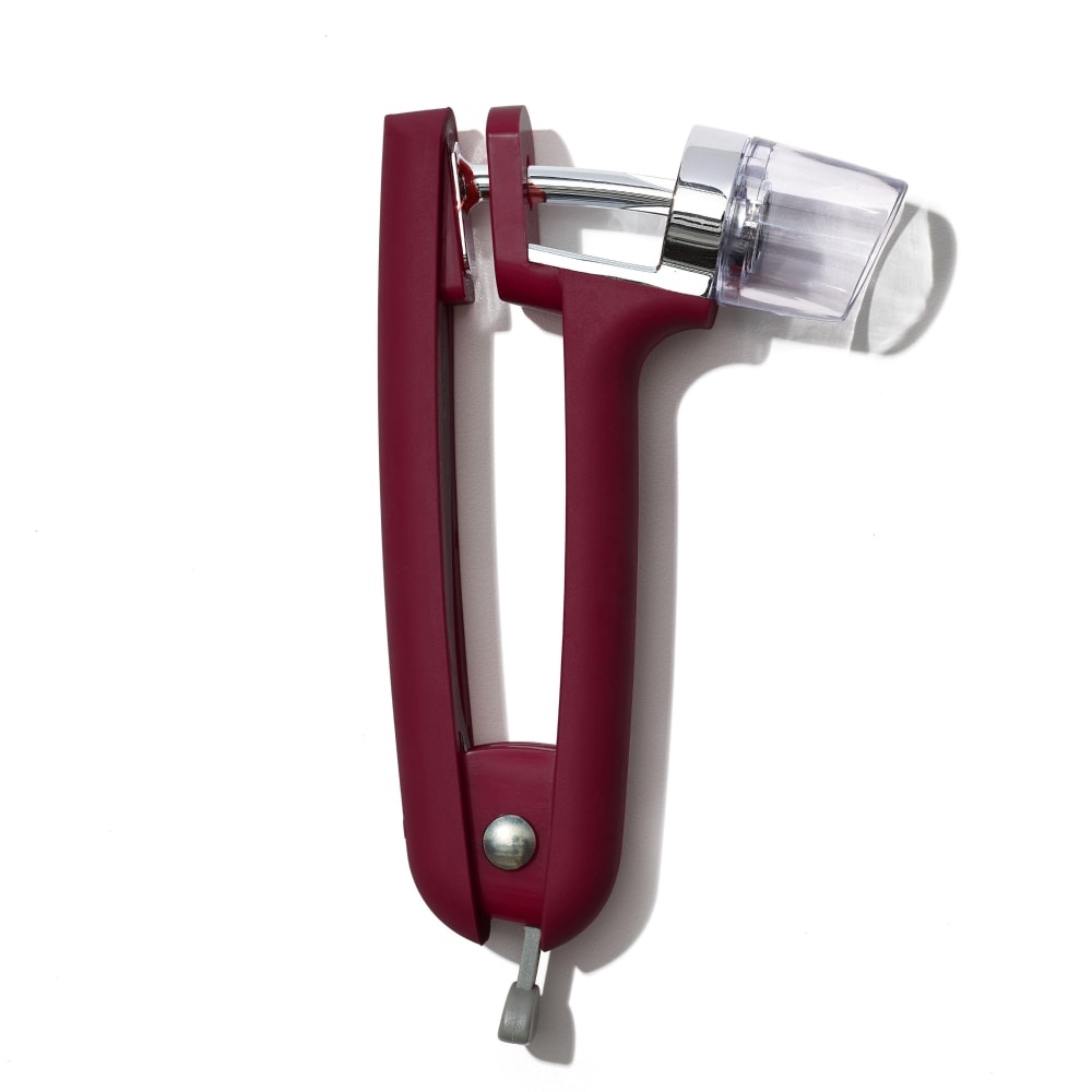 slide 1 of 1, OXO Good Grips Cherry And Olive Pitter - Red, 5.75 in x 1.25 in x 4.75 in
