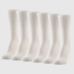 Goldtoe Signature Collection Women's 6pk Modern Essentials Cotton Crew Socks - White 6-9