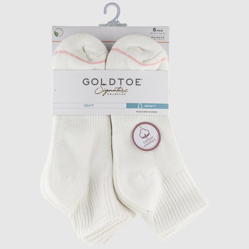 slide 2 of 3, Goldtoe Signature Collection Women's 6pk Modern Essentials Cotton Quarter Socks - White 6-9, 6 ct