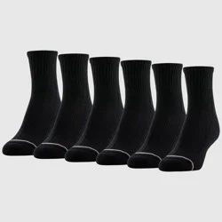 Goldtoe Signature Collection Women's 6pk Modern Essentials Cotton Quarter Socks - Black 6-9