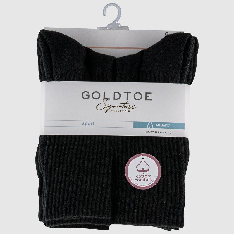 slide 2 of 3, Goldtoe Signature Collection Women's 6pk Modern Essentials Cotton Crew Socks - Black 6-9, 6 ct