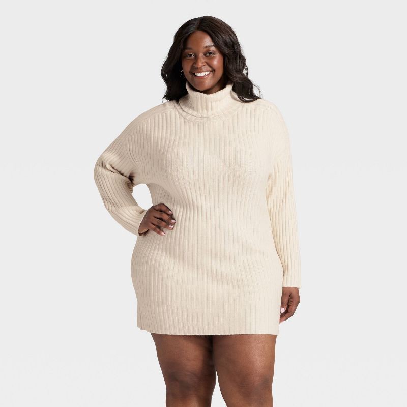 slide 1 of 3, Women's Mini Sweater Dress - A New Day™ Oatmeal XXL, 1 ct