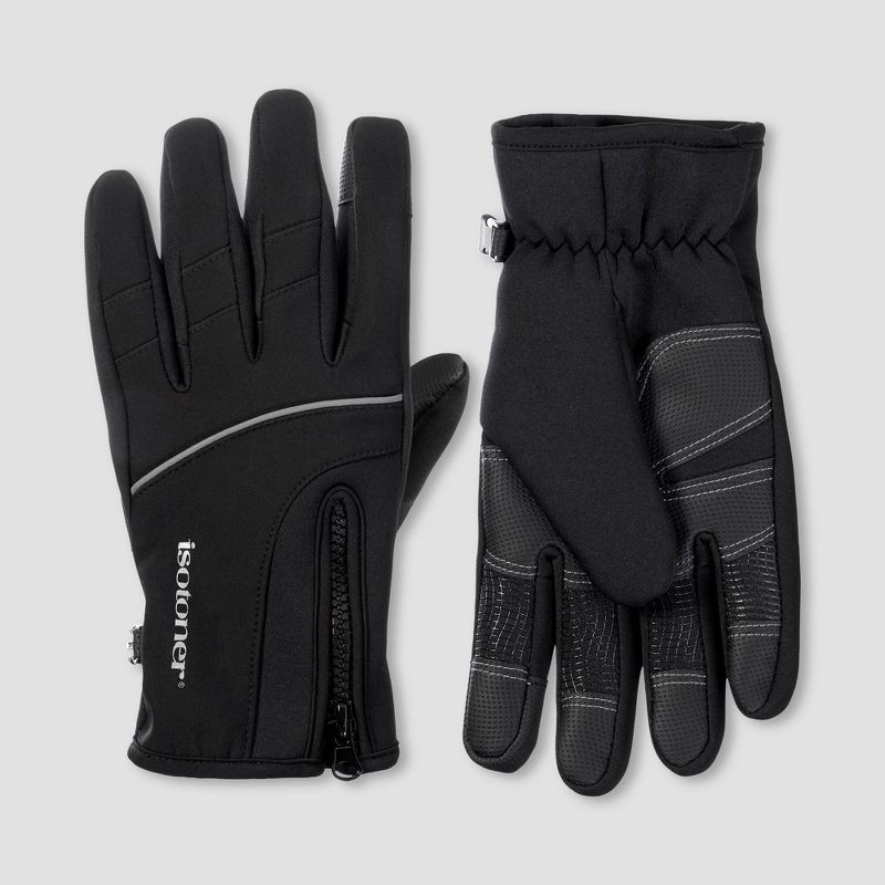 slide 2 of 2, Isotoner Neopreen Reflective Gloves - Black L, 1 ct