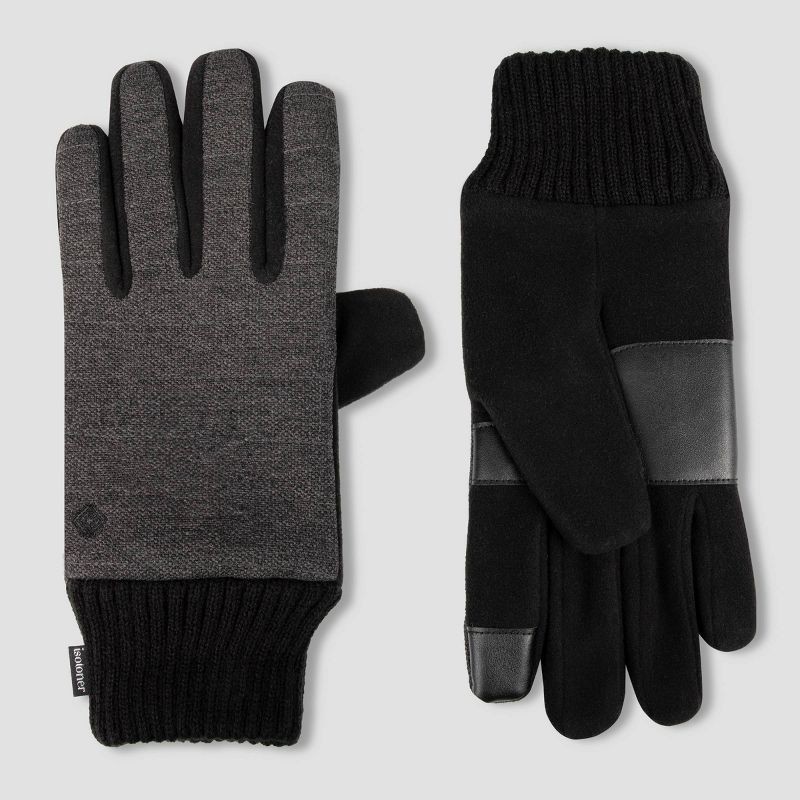 slide 2 of 2, Isotoner Men's Quilted Stretched Knitted Gloves - Gray XL, 1 ct