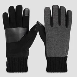 Isotoner Men's Quilted Stretched Knitted Gloves - Gray XL