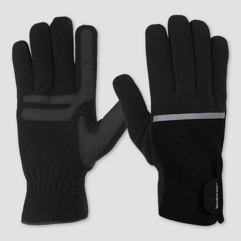 slide 2 of 2, Isotoner Men's Tech Stretched Fleece Gloves - Black XL, 1 ct